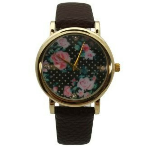 Olivia Pratt Solid Colors with Flowers Details Women Watch - Picture 1 of 2
